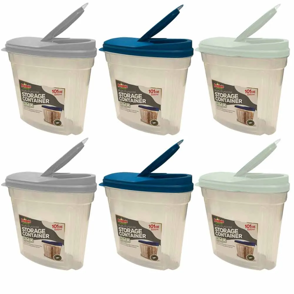 6Pk Cereal Storage Food Container FlipTop Lid Plastic Organizer Dispenser Pantry