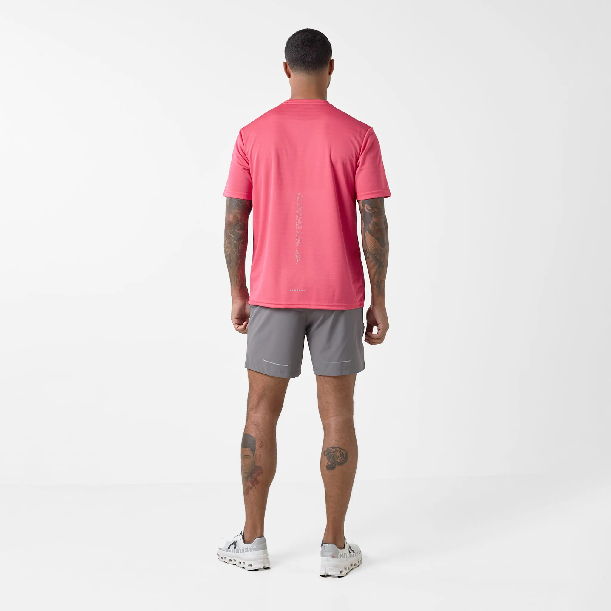 Cut And Sew T-Shirt & Short Set | Neon Pink/Charcoal