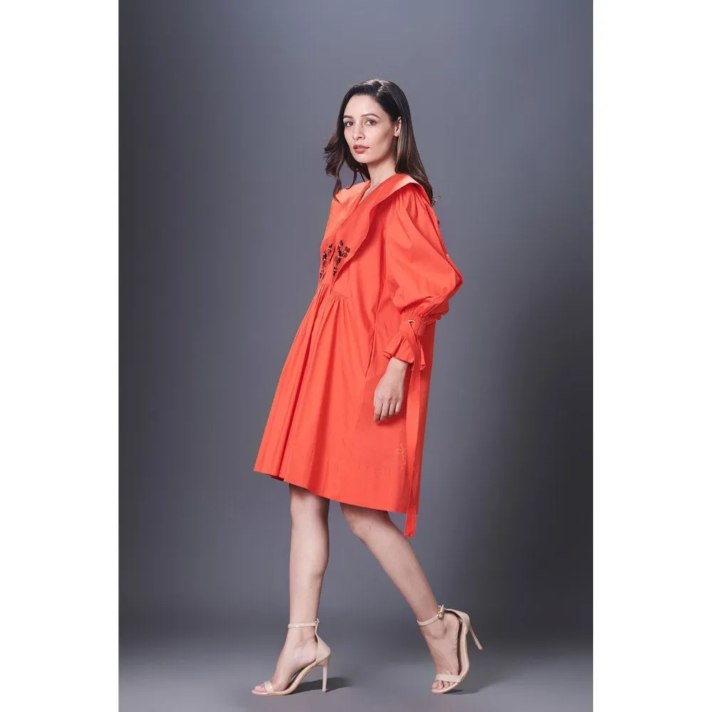 Deepika Arora Orange Dress With Sailor Collar