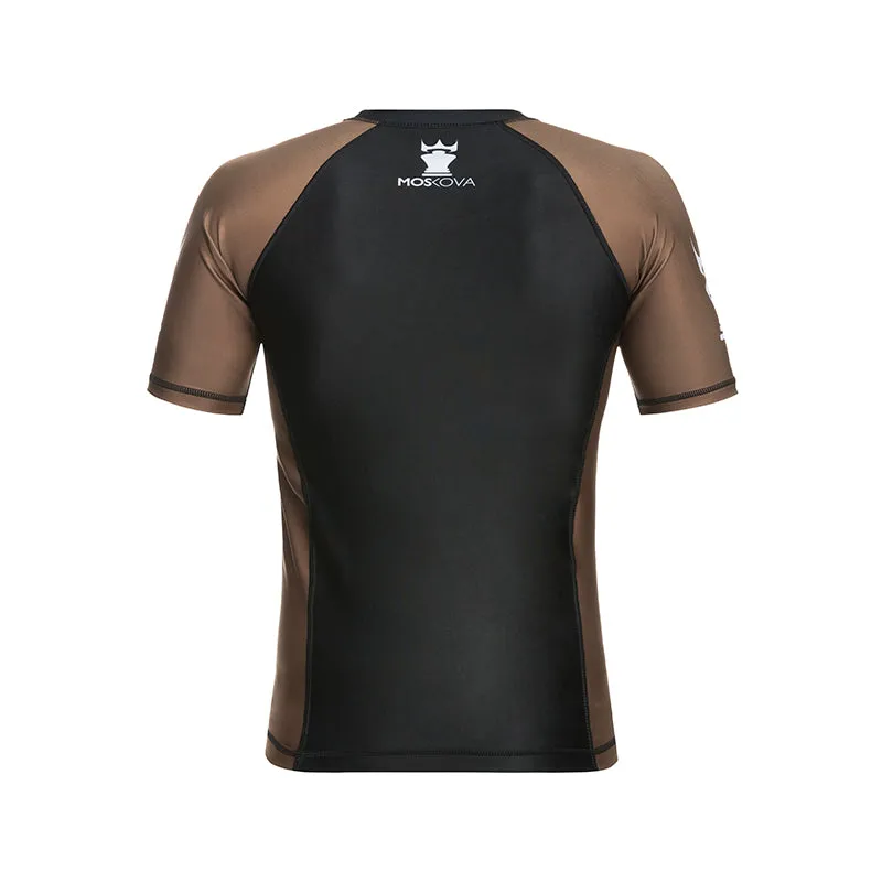 MOSKOVA BJJ RANKED RASHGUARD  BLACK/BROWN - SHORT SLEEVE