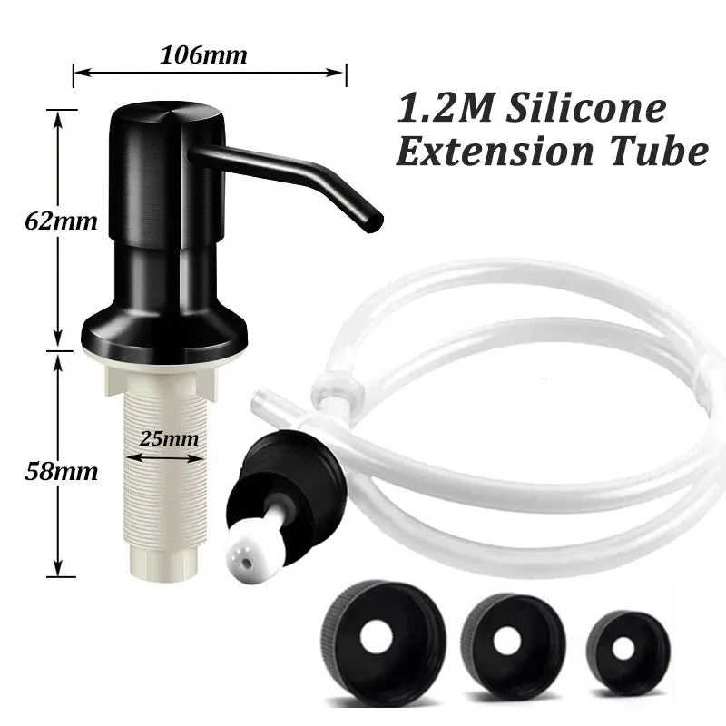 Stainless Steel Soap Dispenser Extension Tube Kit Kitchen Sink Liquid Soap Dispenser Bathroom Lotion Detergent Hand Press Pumps