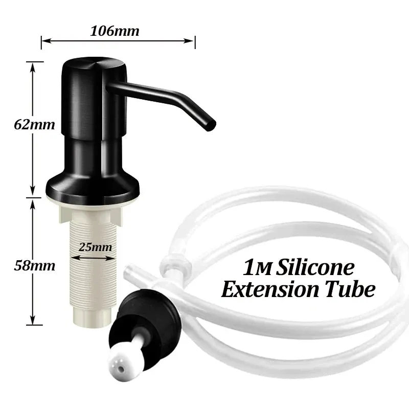 Stainless Steel Soap Dispenser Extension Tube Kit Kitchen Sink Liquid Soap Dispenser Bathroom Lotion Detergent Hand Press Pumps