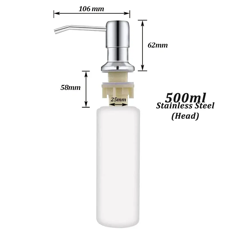 Stainless Steel Soap Dispenser Extension Tube Kit Kitchen Sink Liquid Soap Dispenser Bathroom Lotion Detergent Hand Press Pumps