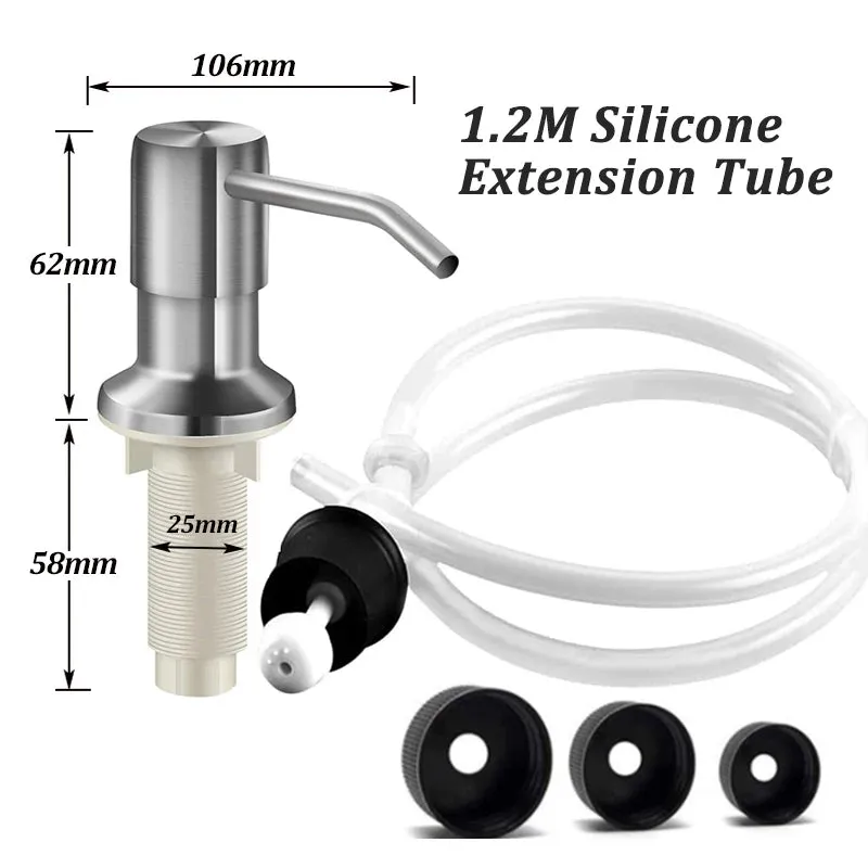Stainless Steel Soap Dispenser Extension Tube Kit Kitchen Sink Liquid Soap Dispenser Bathroom Lotion Detergent Hand Press Pumps
