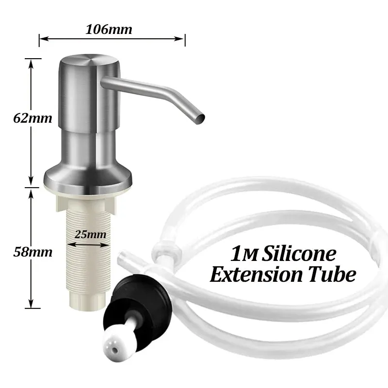 Stainless Steel Soap Dispenser Extension Tube Kit Kitchen Sink Liquid Soap Dispenser Bathroom Lotion Detergent Hand Press Pumps